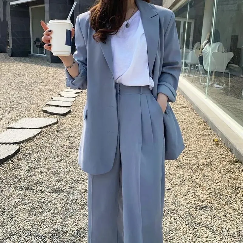 Top Trends: Vintage Suit Women&#039;s Blazer + High Waist Straight Mop Trousers Trousers Women&#039;s Two-piece Set Shoppable Styles