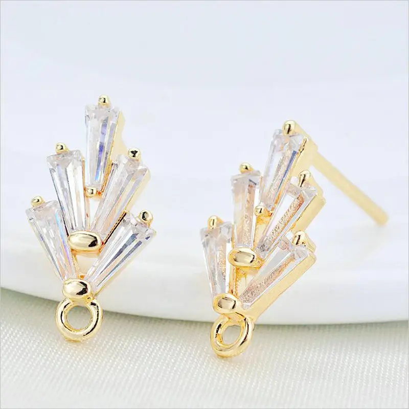 Top Trends: 14*7 MM 14K Gold Color Brass With Zircon Stud Earrings High Quality Diy Accessories Jewelry Recognitions Shoppable Styles