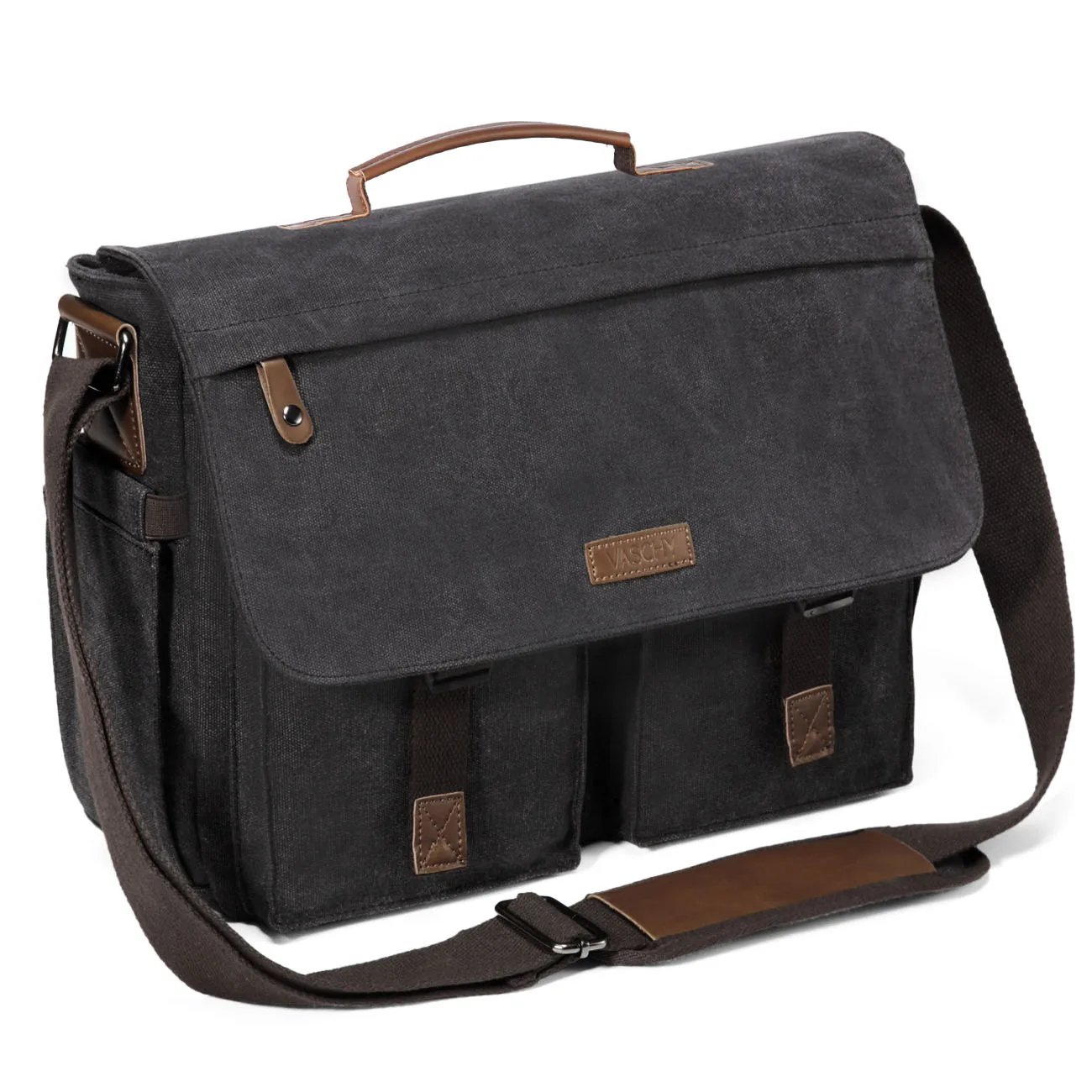 Top Trends: VASCHY Vintage Water Resistant Canvas Briefcase 14 Inch Laptop Messenger Bag For Men Shoppable Styles