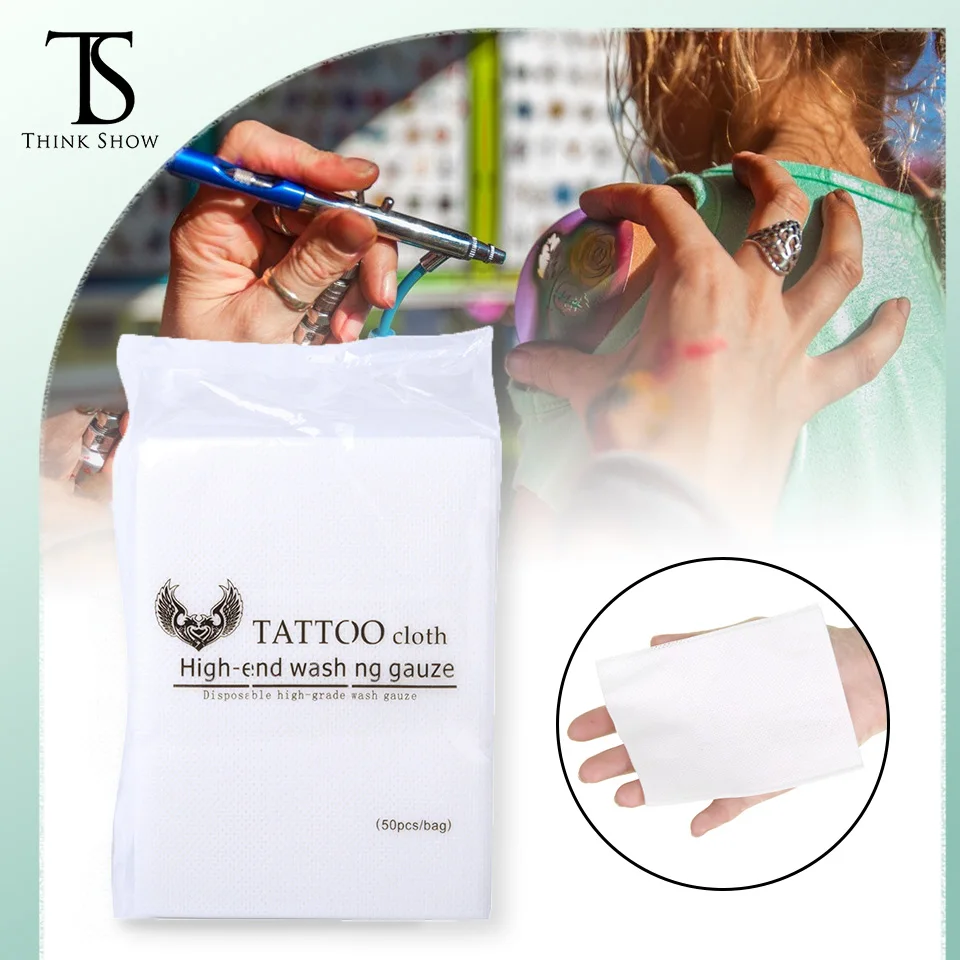 Top Trends: 50pcs Disposable Tattoo Wipe Cotton Facial Clean Lint Free Face Towel Wipes Cotton Pads For Tattoo Machine Tattoo Accessories Shoppable Styles