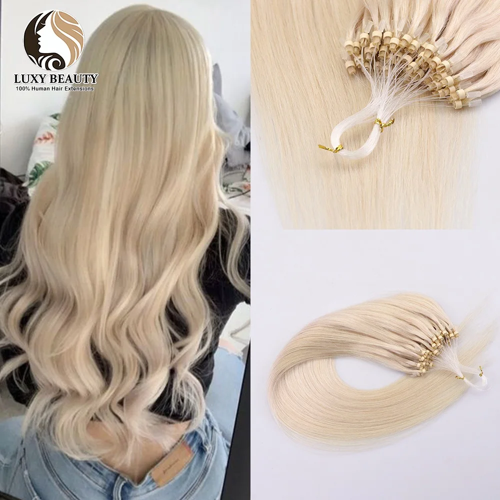 Top Trends: Micro Loop Hair Extensions Natural Hair Micro Bead Hair 1g / Pc Non-remy Black Brown Blonde Micro Links Human Hair 12-24inches Shoppable Styles