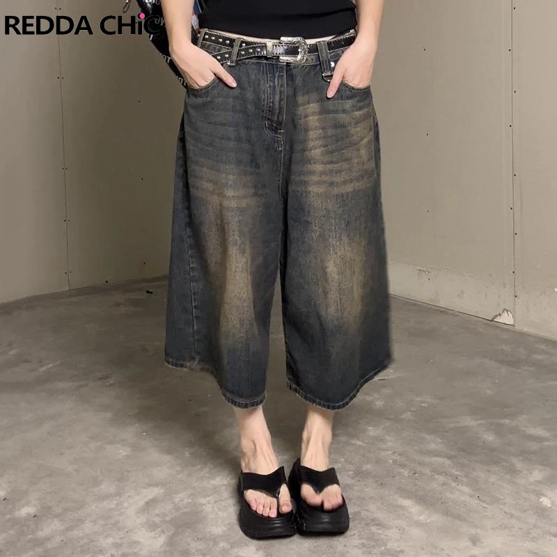 Top Trends: REDDACHiC Low Rise Men Women Cropped Jeans Baggy Jorts Vintage Washed Denim Shorts Wide Leg Pants Summer Unisex Ladies Trousers Shoppable Styles