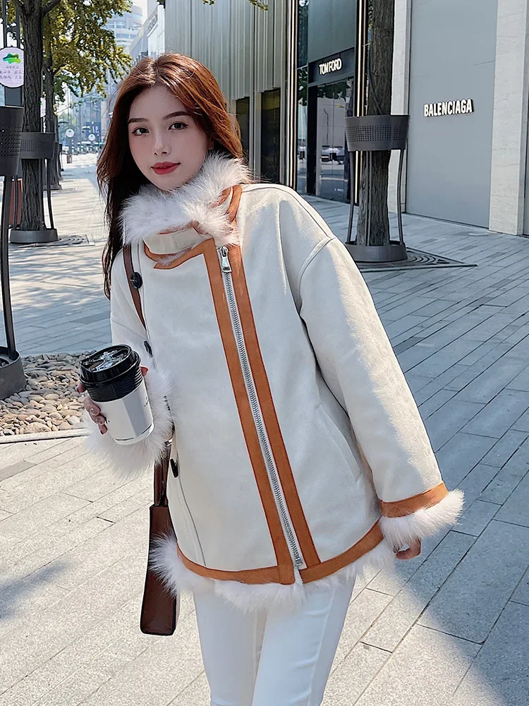 Top Trends: Fashion Color Contrast Faux Fox Fur Fur Coat For Women Winter Mid-Length Stand Collar Long Sleeve Double-Sided Wear Parka Female Shoppable Styles - Image 2