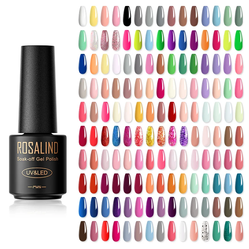 Top Trends: ROSALIND Glass Bottle Nail Gel Polish Multi-cloors Hybrid Varnish Semi Permanent Nail Art Design Top Base Coat Gel Nail Polish Shoppable Styles