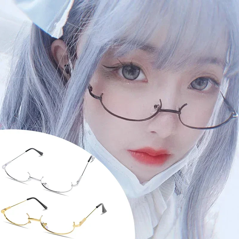 Top Trends: Fashion Metal Glasses Frame Half Frame Without Lens Girl Chic Harajuku Cosplay Party Decoration Accessories Photography Support Shoppable Styles