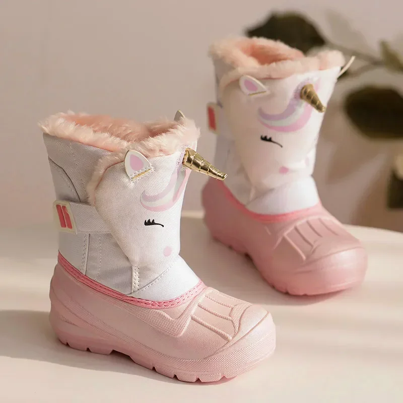 Top Trends: Girls Unicorn Snow Boots Waterproof Slip Resistant Cold Weather Shoes Brand Boy Girls Rubber Boots For Kids Fashion Sneakers Shoppable Styles