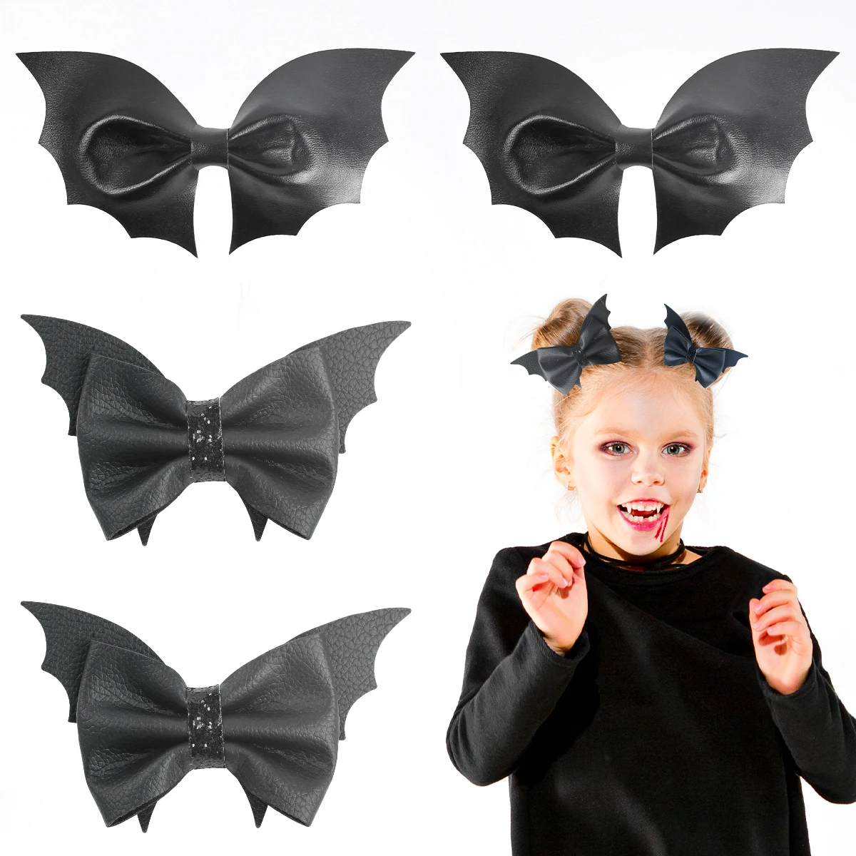 Top Trends: 2Pcs / Set Halloween Bat Hair Clips PU Leather Wings Bat Hairpin For Women Girls Hairgrip Barrettes Cosplay Party Hair Accessories Shoppable Styles - Image 4