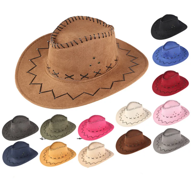 Top Trends: Cowboy Hat Imitation Suede Western Cowboy Hat Men&#039;s Rider Hat Fedora Hat Panama Rope Accessories Hoeden Damski Gorros Cowboy Shoppable Styles