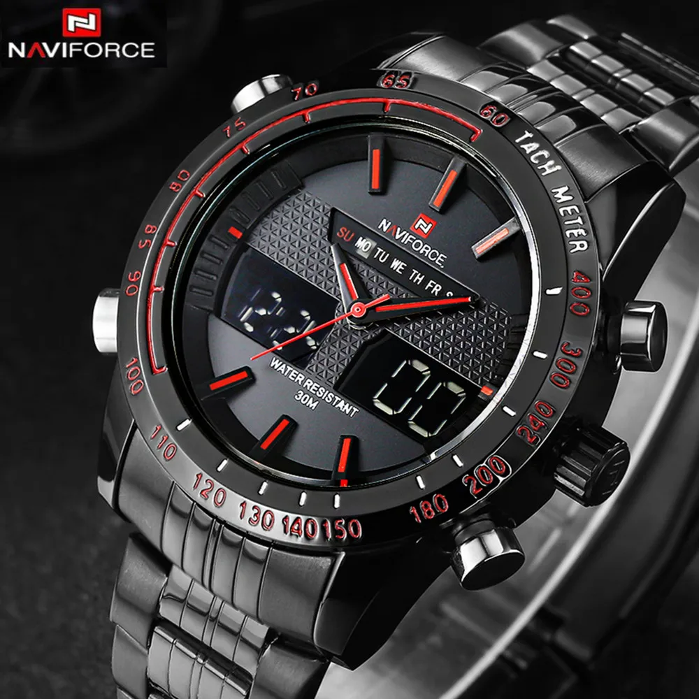 Top Trends: NAVIFORCE 9024 Casual Watch Men Sport LED Digital Watch Waterproof Quartz Watches Men Luxury Brand Steel Band Relogio Masculino Shoppable Styles