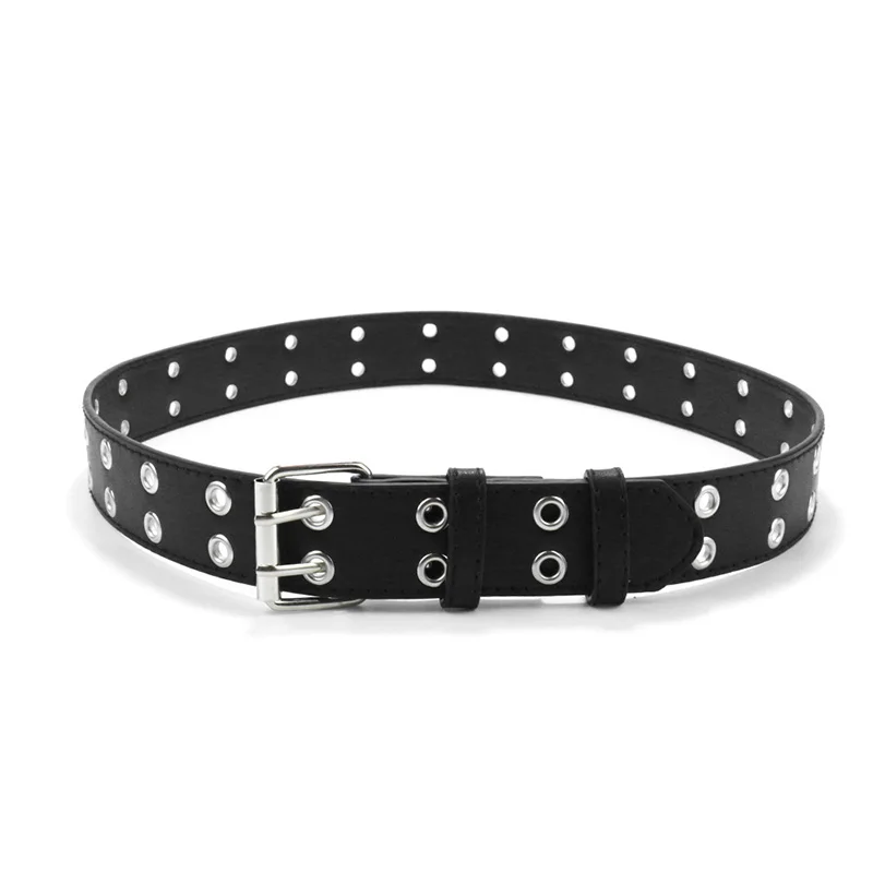 Top Trends: Punk PU Leather Belt For Child Double Holes Metal Pin Buckle Kids Waist Strap Boys Girls Jeans Pants Black Waistband Shoppable Styles - Image 5