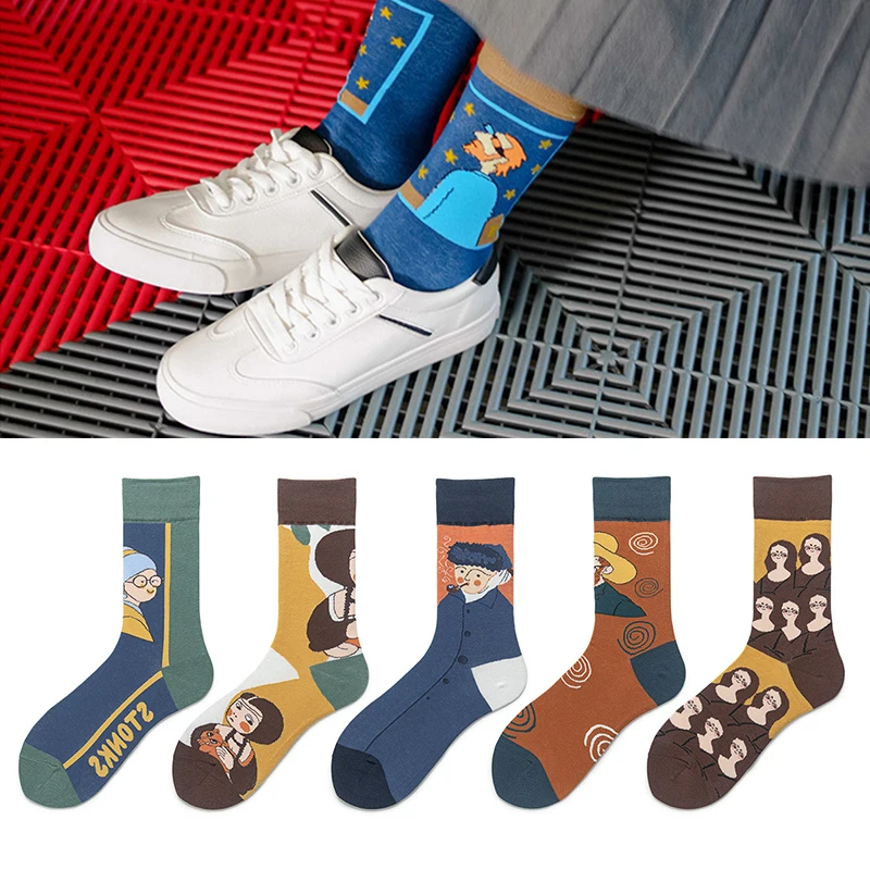 Top Trends: Van Gogh Series Socks Famous Painting European And American Style Cartoon Men And Women In Tube Cartoon Cotton Socks Shoppable Styles