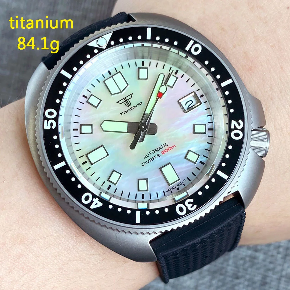 Top Trends: Tandorio Titanium Material Turtle Automatic Watch Men 200M Waterproof MOP Dial 120clicks Bezel Tropical Band Diver Reloj Hombre Shoppable Styles