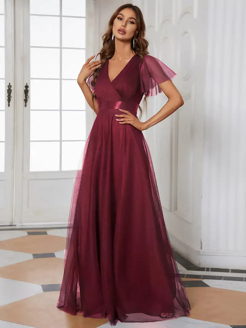 Top Trends: Elegant Mother Of The Bride Dress Women's V-Neck Floor-Length Wholesale Ever Pretty 2024 Sexy Evening Dresses Vestidos De Gala Shoppable Styles - Image 3