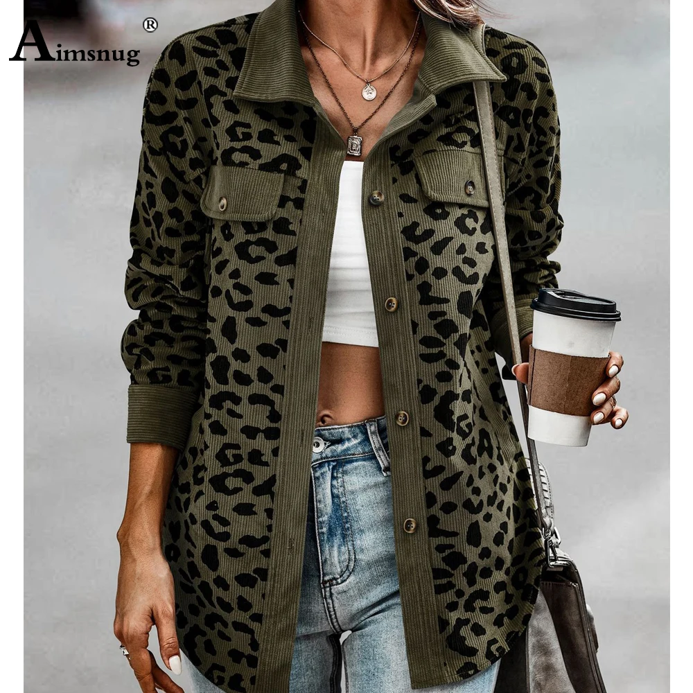 Top Trends: Women Fashion Lapel Collar Jackets Sexy Girls Clothing 2022 Autumn Vintage Leopard Print Top Outerwear Ladies Stand Pocket Coats Shoppable Styles