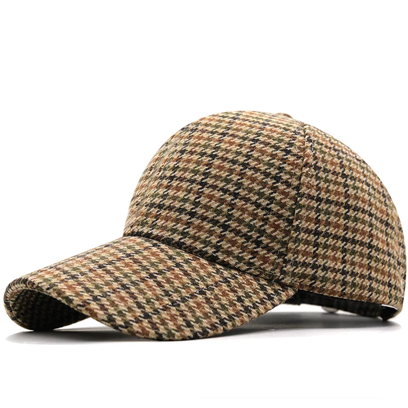 Top Trends: Brown Houndstooth Baseball Caps For Men Summer British Style Plaid Women Cap Brand Bone Trucker Hat Casquette Homme Shoppable Styles