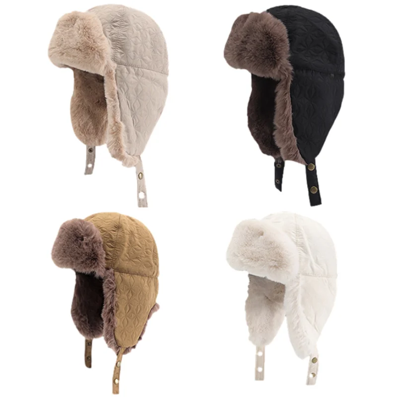 Top Trends: Winter Warm Bomber Hats Plush Lining Russian Ushanka Cap Thicken Ear Protection Skiing Cap Men Women Windproof Earflap Pilot Hat Shoppable Styles