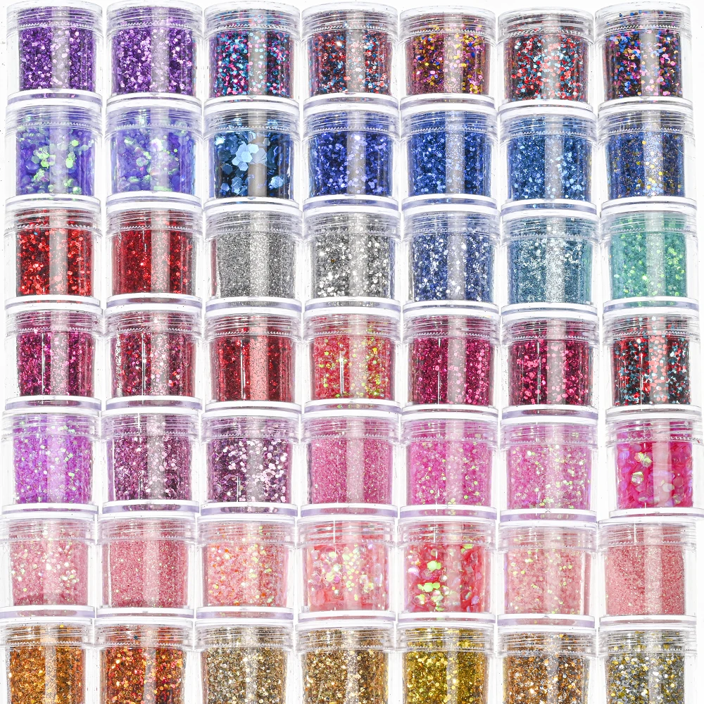 Top Trends: Holographic Glitter Set 4 Different Shines Nail Sequins 10 Grams Each Jar Holographic Cosmetic Festival Chunky Glitters Sequins Shoppable Styles