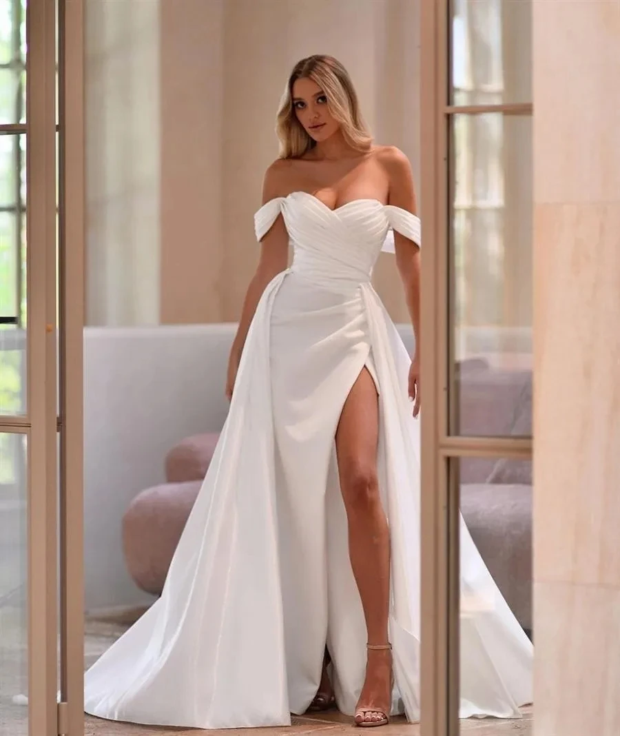 Top Trends: 2024 Simple Wedding Dresses Sexy Side Slit Mermaid Prom Dresses Woman's Formal Bride Beach Party Ball Gowns Vestidos De Novia Shoppable Styles