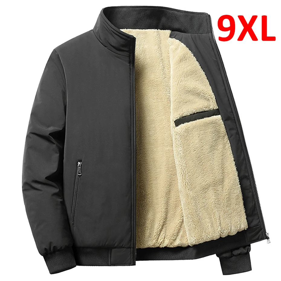 Top Trends: Fleece Jacket Men Winter Thick Jackets Coats Plus Size 8XL Solid Color Jacket Fashion Casual Outwear Big Size 8XL Coat Warm Shoppable Styles