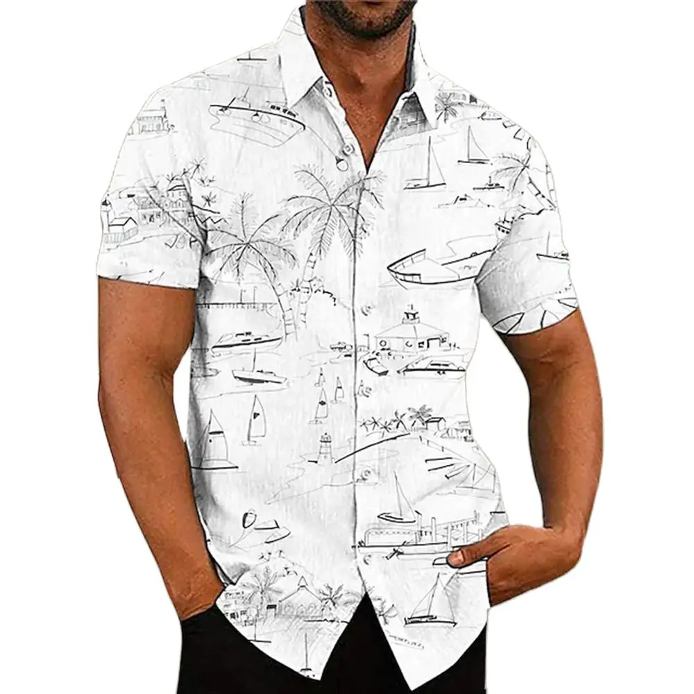 Top Trends: 2023 New Men&#039;s Hawaiian Shirt Short Sleeve For Men 3D Coconut Tree Printing Blouse Tops Casual Oversized Tee Shirt Men Clothing Shoppable Styles