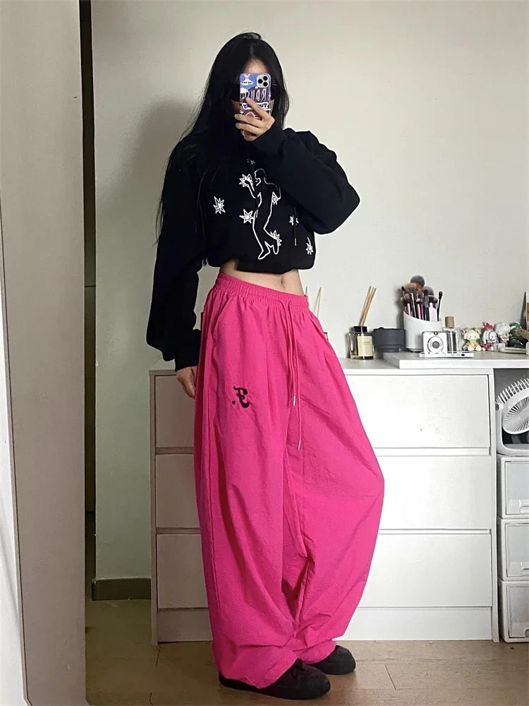 Top Trends: QWEEK Korean Fashion Solid Track Pants Women Y2K Kpop Quick Dry Sweatpants Oversize Harajuku Streetwear Hip Hop Wide Leg Joggers Shoppable Styles - Image 2