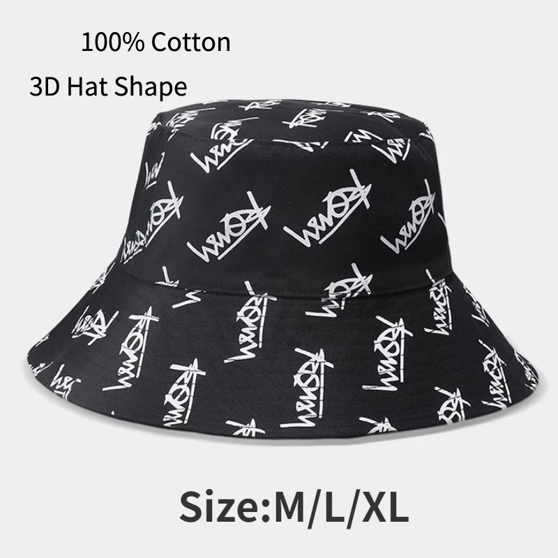 Top Trends: Summer Big Head Letter Bucket Hat For Men Women Korean XL Fisherman Hat Reversible Hawaii Large Cap Sun Hat Plus Size Panama Shoppable Styles