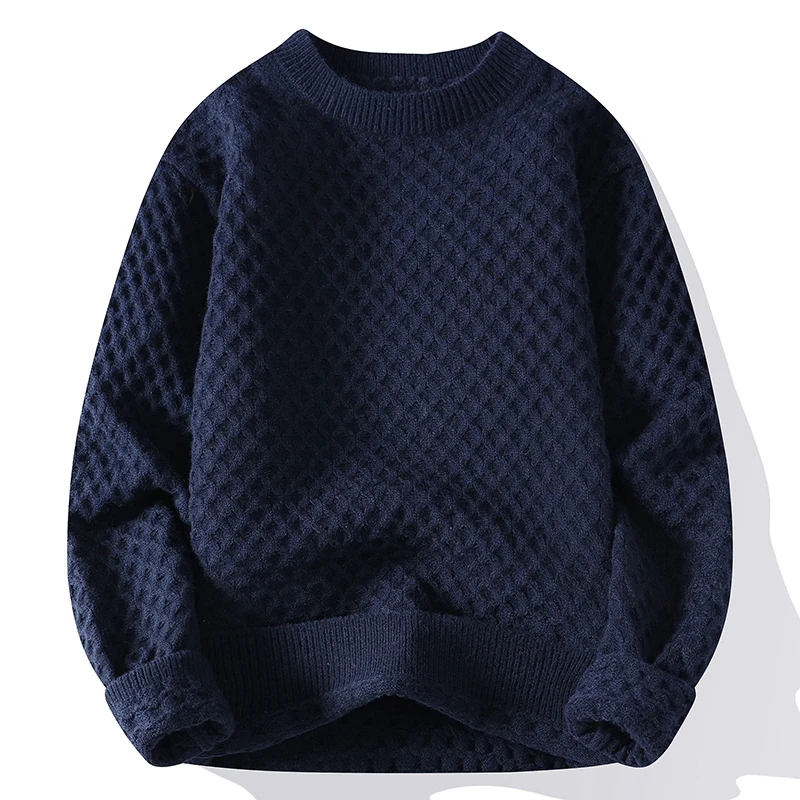 Top Trends: New Autumn Winter O Neck Pullovers Men Loose Knitted Sweater Fashion Solid Color Casual Knitwear Mens Warm Sweater Pullovers Man Shoppable Styles - Image 5