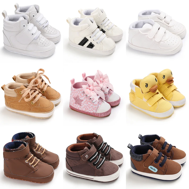 Top Trends: Baby Canvas Classic Casual Shoes Newborn Baby PU Leather Multi-Color Sneakers Non-Slip Cloth Bottom For Boys Girls First Walkers Shoppable Styles