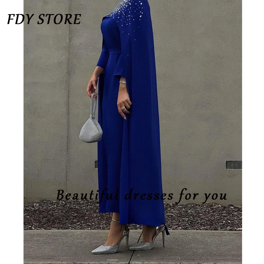 Top Trends: FDY Store Prom High Long Sleeves Beaded Cloak Ankle-Length Formal Occasion Dresses Evening Party Elegant For Women Shoppable Styles