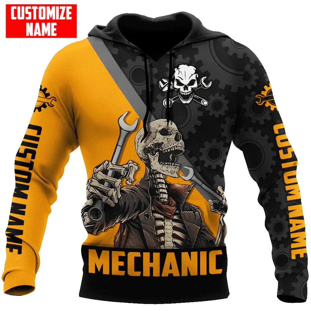 Top Trends: Personalized Name Auto Mechanic Skull 3D Printed Men Hoodie Unisex Hooded Sweatshirt Streetwear Casual Zipper Hoodies DK490 Shoppable Styles