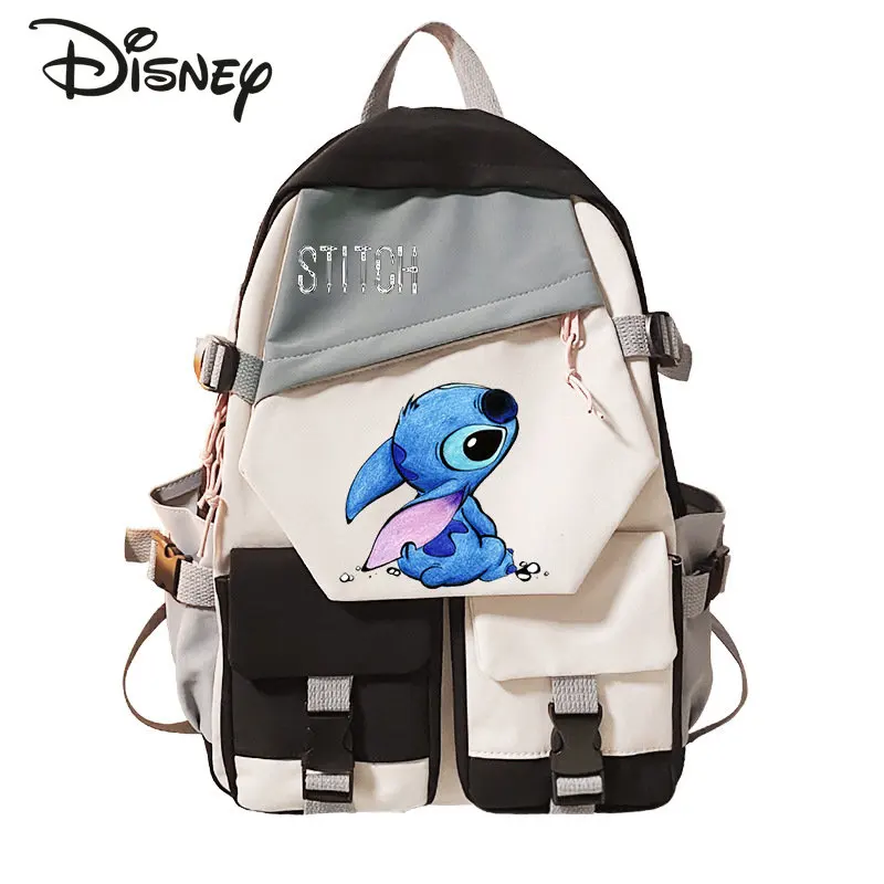 Top Trends: Disney Stitzer New Student School Bag Fashion High Quality Nylon Men&#039;s Backpack Cartoon Cute Large Capacity Women&#039;s Backpack Shoppable Styles