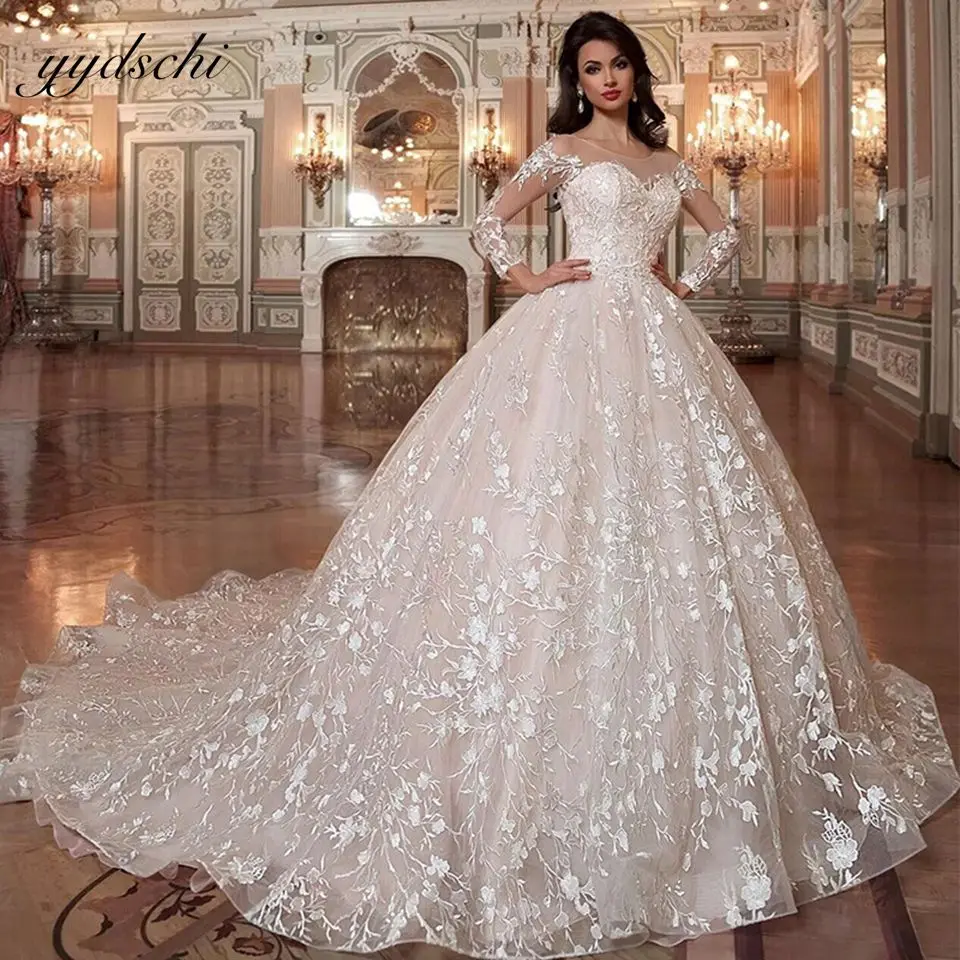 Top Trends: Luxurious Princess Bride Dresses Robe De Mariee 2024 Lace Embroidery Long Sleeves Ball Gown Court Train Wedding Dress For Women Shoppable Styles