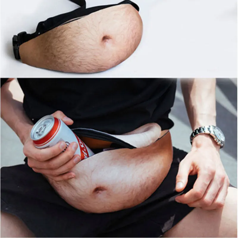 Top Trends: Funny Pop Dad Bod Money Belt Bag Men Travel Bags Flesh Color Creative Fanny Pack Beer Fat Belly Bum Pouch Waist Bag Shoppable Styles