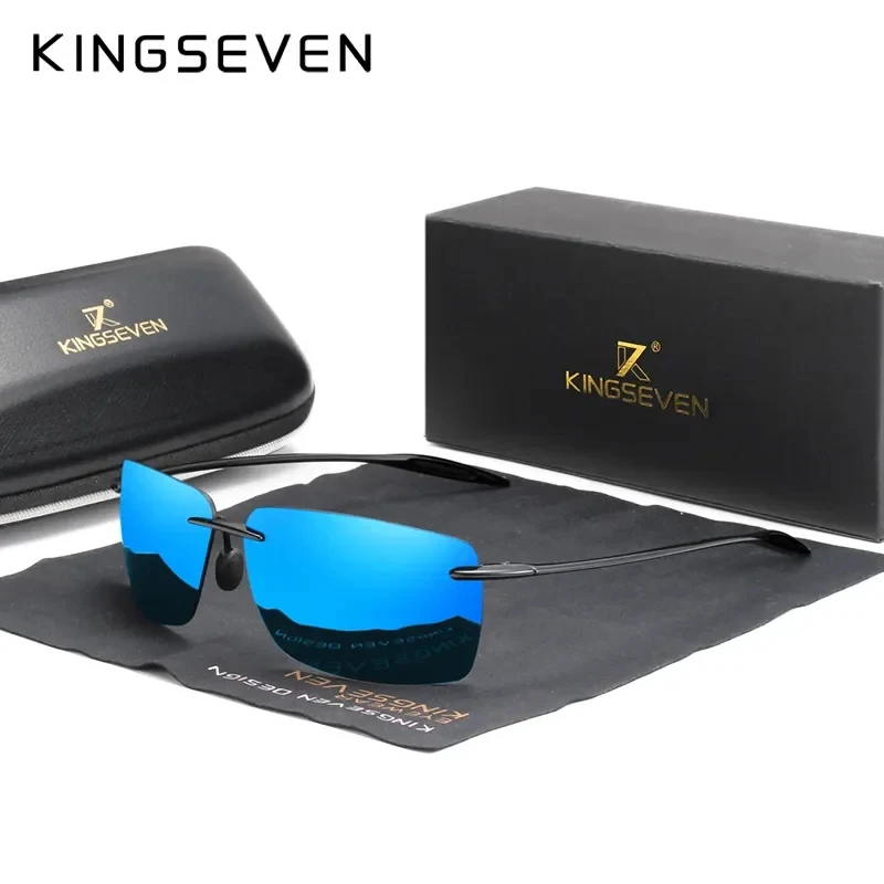 Top Trends: KINGSEVEN TR90 Rimless Sunglasses Men Ultralight High Quality Square Frameless Sun Glasses For Women Brand Designer Mirror Lens Shoppable Styles