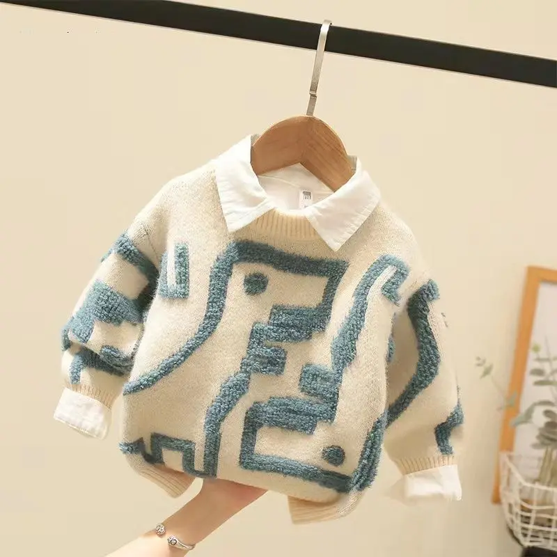 Top Trends: Children's Clothing Boys' Sweater 2022 Autumn And Winter Children's Mink Fur Pullover One-Piece Sweater Fashionable Top Shoppable Styles