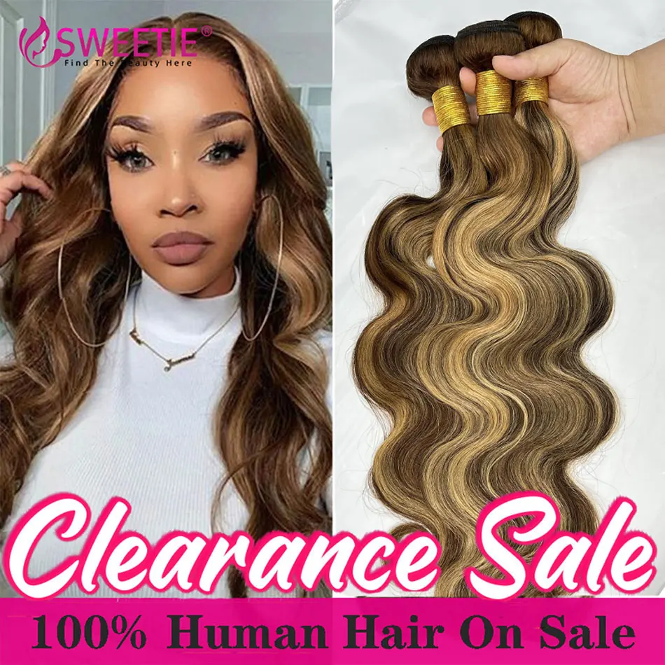 Top Trends: Highlight Body Wave Bundles Human Hair Bundles P4 27 Ombre Honey Blonde Bundle 12A Peruvian Remy Hair Weave Extensions For Woman Shoppable Styles