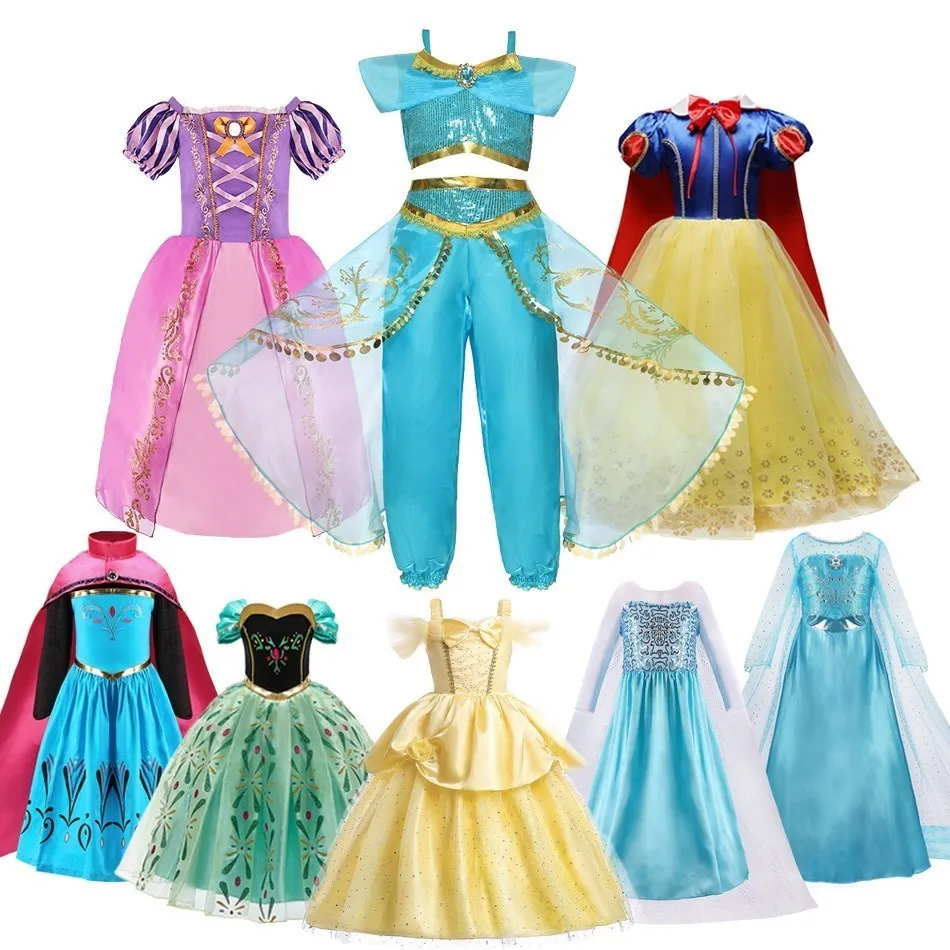 Top Trends: Girl Princess Cinderella Dress Elsa Anna Mermaid Jasmine Belle Snow White Costume Girls Birthday Party Halloween Dress 2-10 Year Shoppable Styles