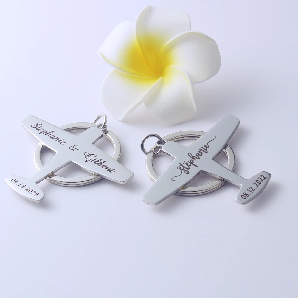 Top Trends: Custom Engrave Wedding Metal Airplane Keychain Wedding Favor Gift Guests Gifts Personalized Name And Date Plane Key Chain Shoppable Styles - Image 4