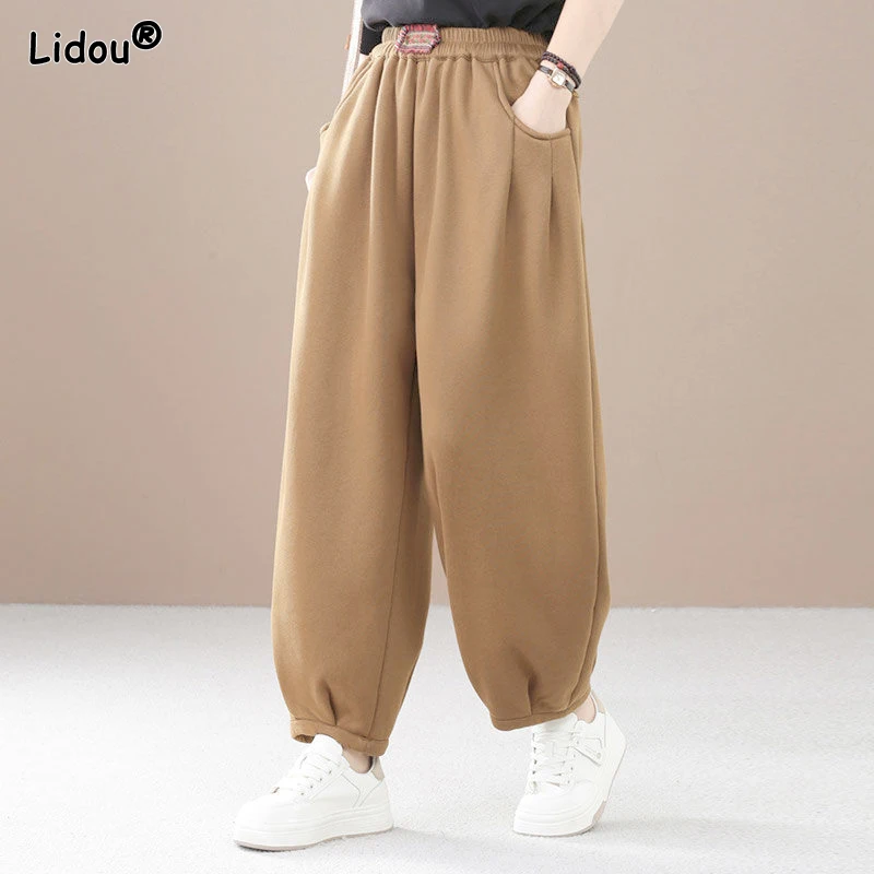 Top Trends: 2023 Casual Sports Loose And Simple Elastic Waist Pocket Oversize Fashionable And Versatile Women's Solid Color Sanitary Pants Shoppable Styles