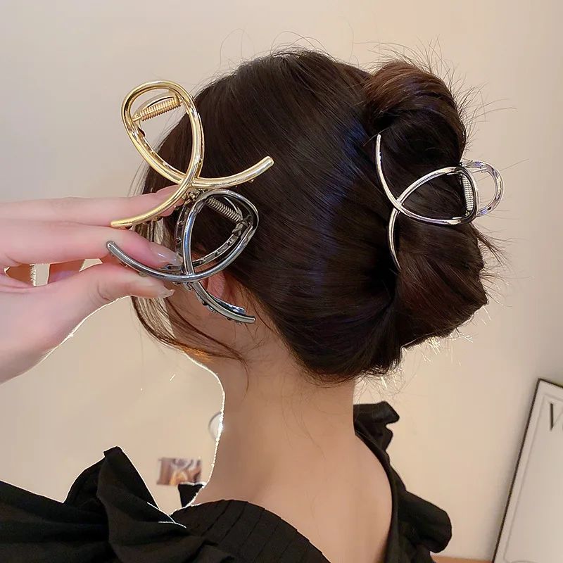 Top Trends: New Fashion Metal Hair Claw For Women Simple Cross Crab Hair Clip Elegant Geometric Ponytail Claw Clip WOMAN HAIR CLIP Styling Shoppable Styles