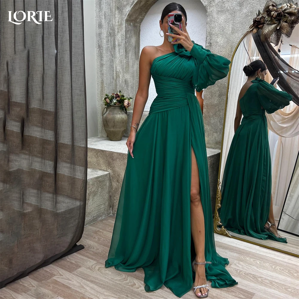 Top Trends: LORIE Solid Pleats Formal Evening Dresses For Wedding A-Line Long Flowers Long Prom Dress Side Slit 2023 Bridesmaid Partty Gowns Shoppable Styles