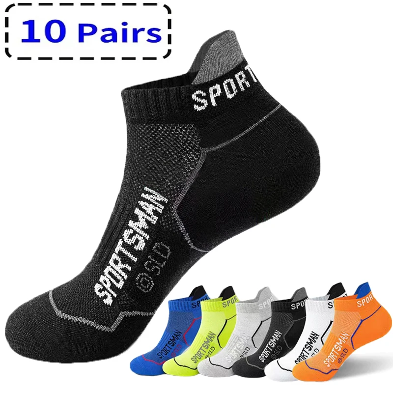 Top Trends: 10Pairs High Quality Men Ankle Socks Breathable Cotton Sports Socks Mesh Casual Athletic Summer Thin Cut Short Sokken Size 38-45 Shoppable Styles