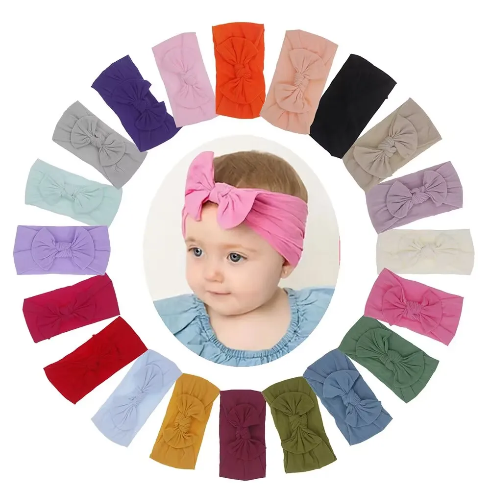 Top Trends: 5pc / lot Baby Headband Girls Kid Soft Elastic Knot Turban Nylon Headbands Head Wrap Newborn Bow Hairband Toddler Hair Accessories Shoppable Styles