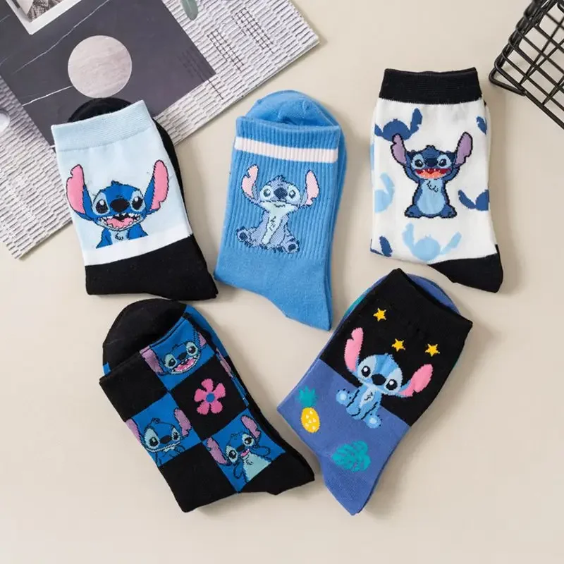 Top Trends: Disney Fashion Breathable Cotton Socks Cartoon Figure Stitch Print Midtube Socks Fashion Warm Men&#039;s And Women&#039;s Christmas Socks Shoppable Styles