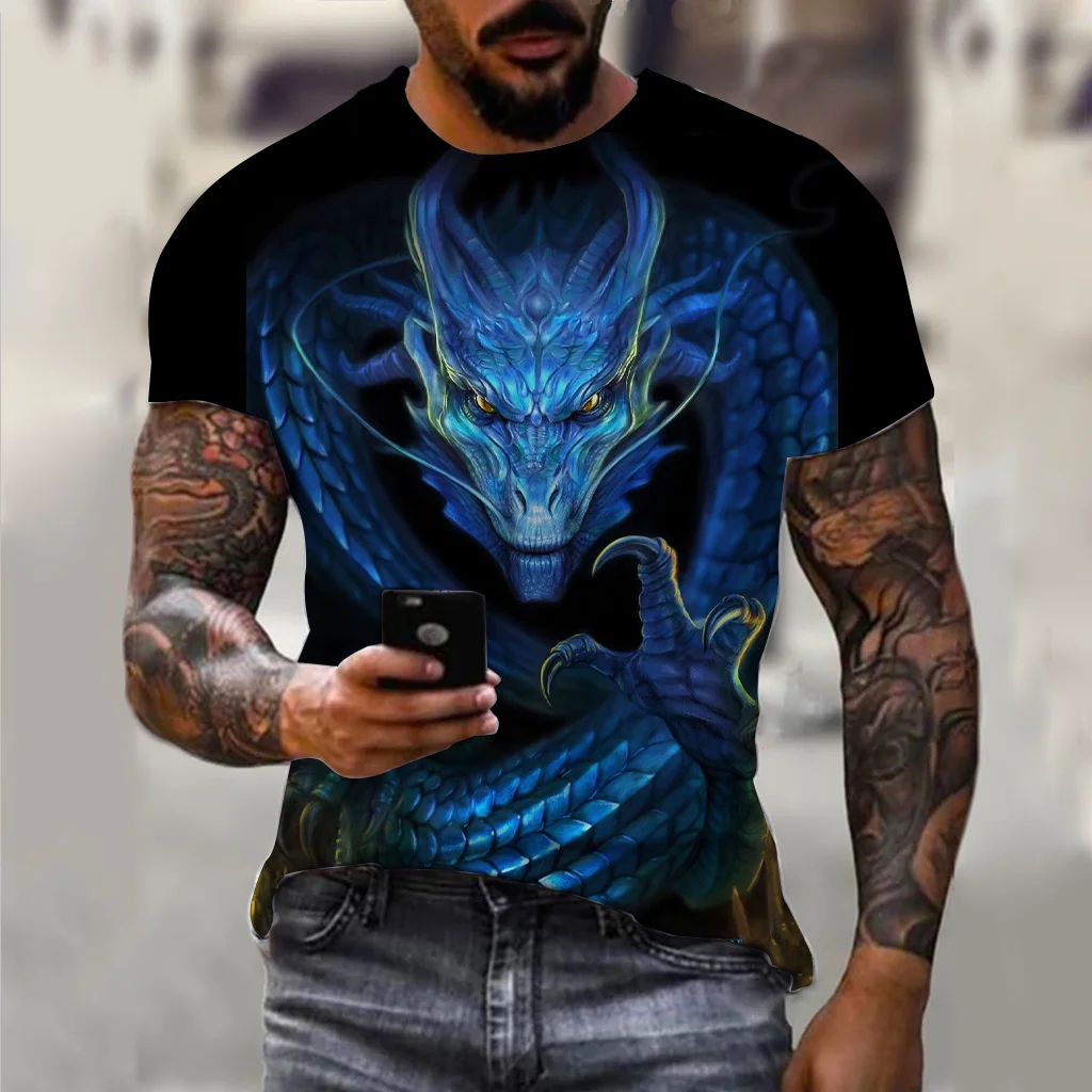 Top Trends: Men's T-Shirt For Men Clothing Unisex Dragon Graphic 3D Print Summer Top O-neck Short Sleeve Fashion Casual Tee Shirt Streetwear Shoppable Styles