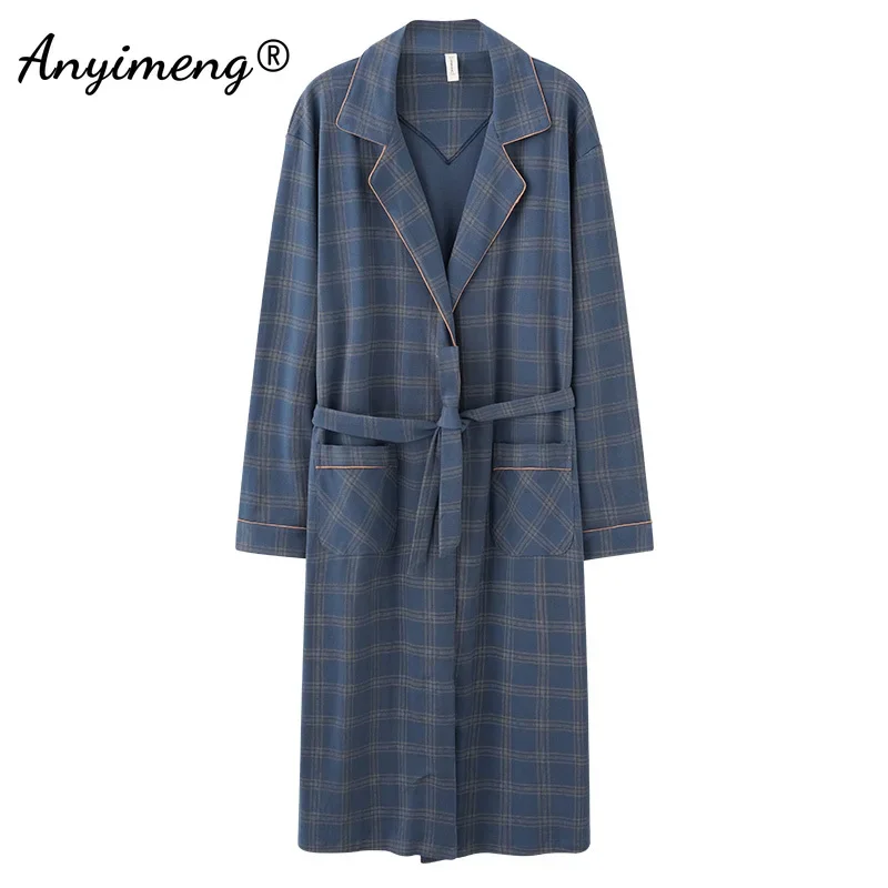 Top Trends: Plus Size 4XL Autumn Winter New Robes For Men Good Quality Mens Robe Belted Bathrobe For Male Kintted Cotton Luxury Sleepwear Shoppable Styles