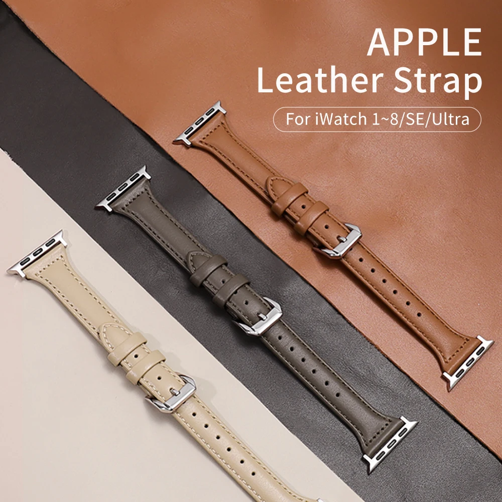 Top Trends: Leather Slim Strap For Apple Watch Band 44mm 40mm 41mm 45mm 38mm 42mm 49mm 44 45 IWatch Series 8 7 SE 6 5 4 3 2 1 Woman Bracelet Shoppable Styles