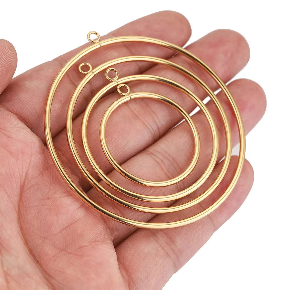 Top Trends: 10pcs Stainless Steel 30-60mm Large Circle Ring Gold Plated Charm Bezel Earrings Making Supplies Conectors For Jewelry Wholesale Shoppable Styles