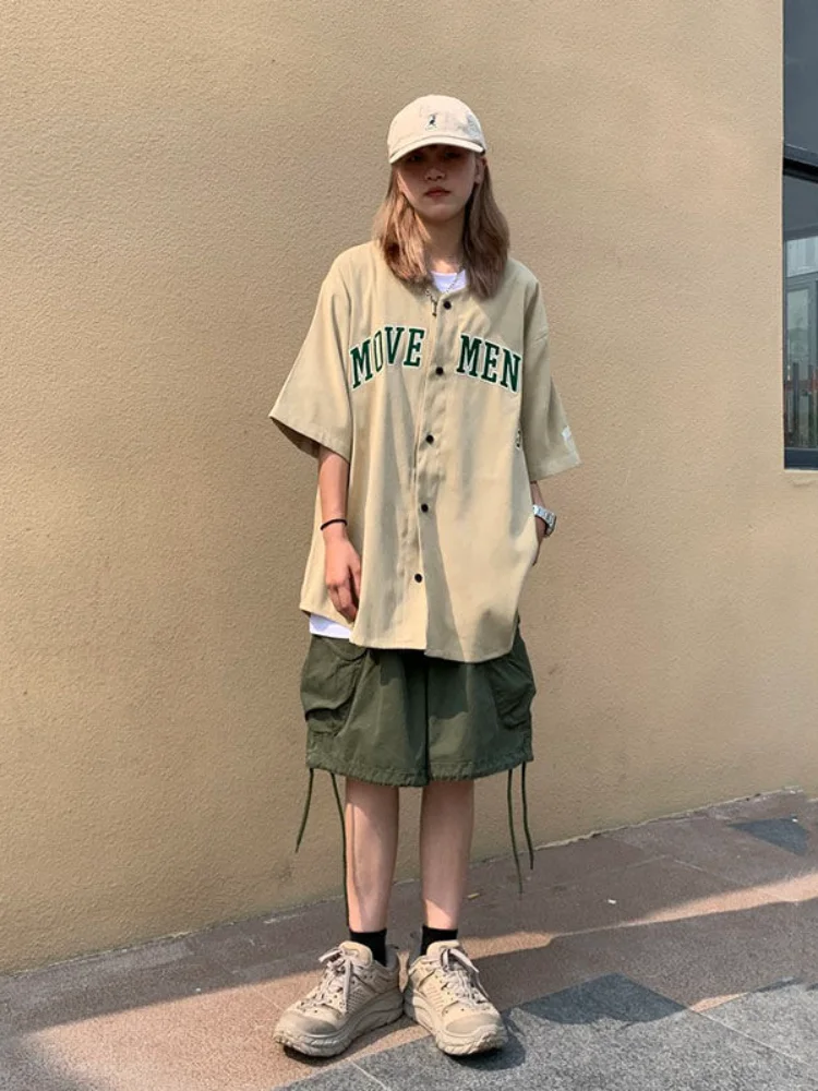 Top Trends: HOUZHOU Japanese Streetwear Hippie Green Cargo Shorts Women Kpop Harajuku Oversize Khaki Short Pants Vintage Kpop Stylish Loose Shoppable Styles