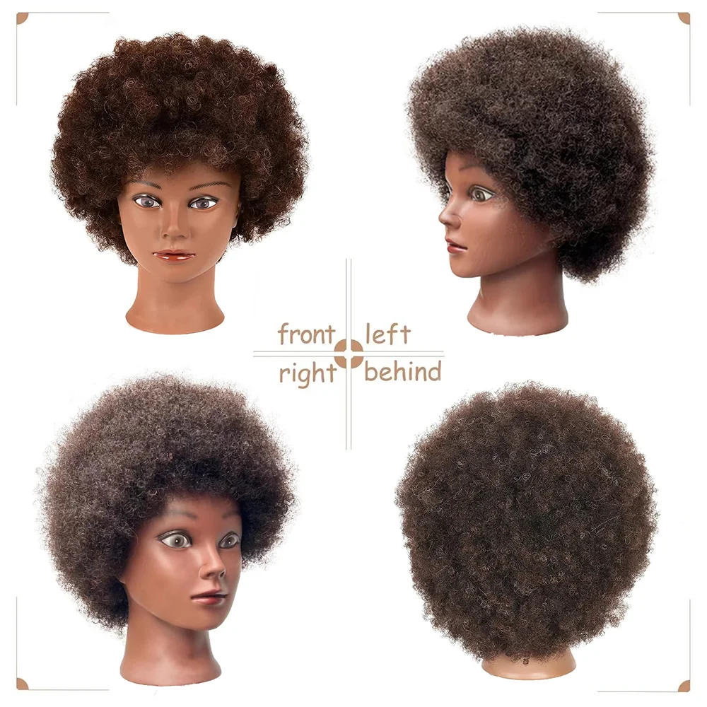 Top Trends: Afro Mannequin Head 100% Real Hair Traininghead Styling Head Braid Hair Dolls Head For Practicing Cornrows And Braids 6inches Shoppable Styles - Image 4